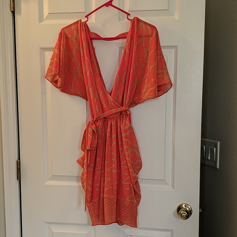 Orange and Tan Bebe dress